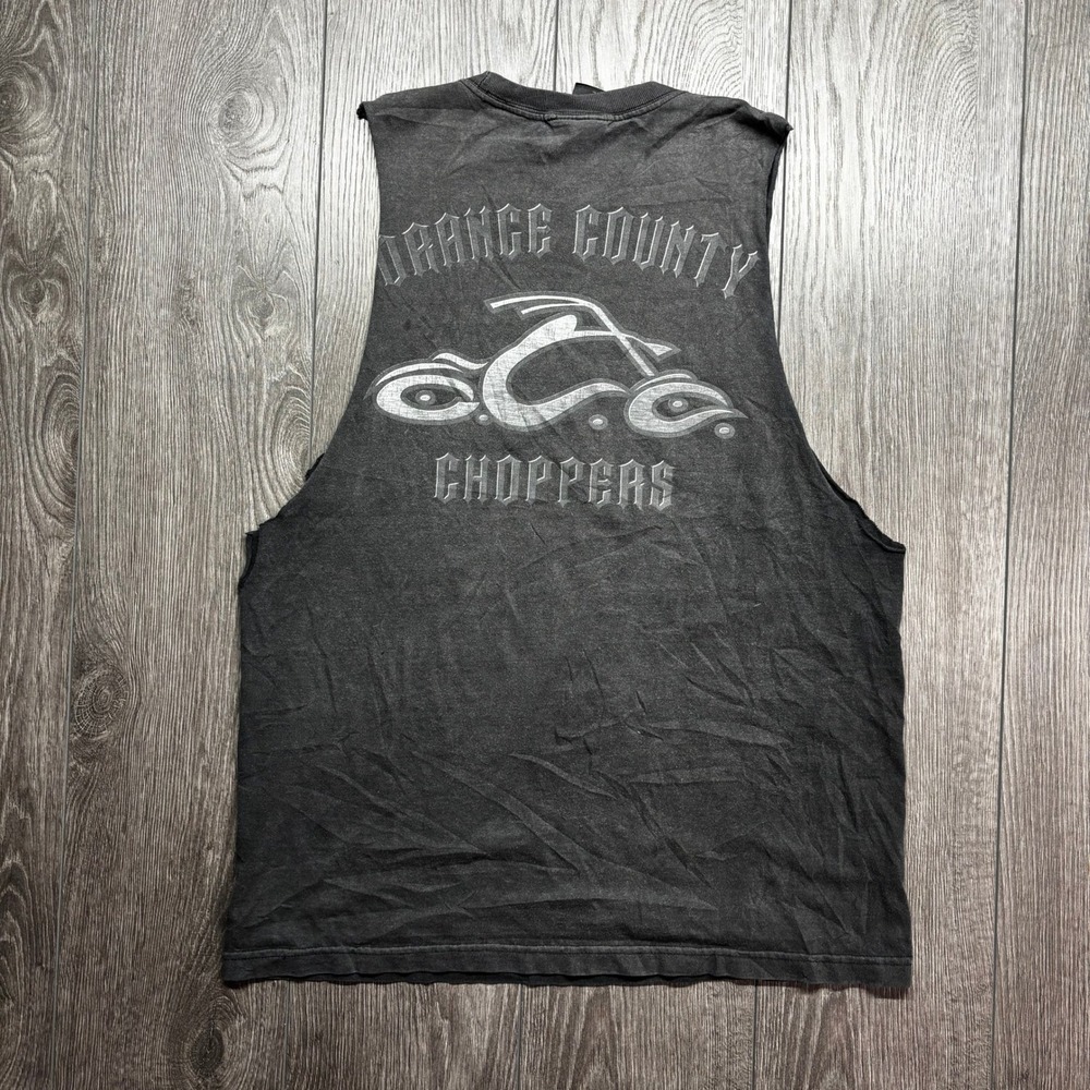 Vintage Orange County Choppers OCC Muscle Tee Shirt Faded Black Mens Large Biker